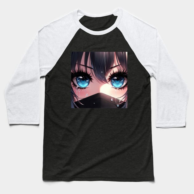 Anime Eyes - Blue Baseball T-Shirt by AnimeVision